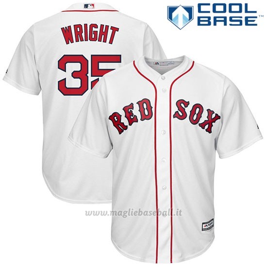 Maglia Baseball Uomo Boston Red Sox 35 Steven Wright Bianco Cool Base